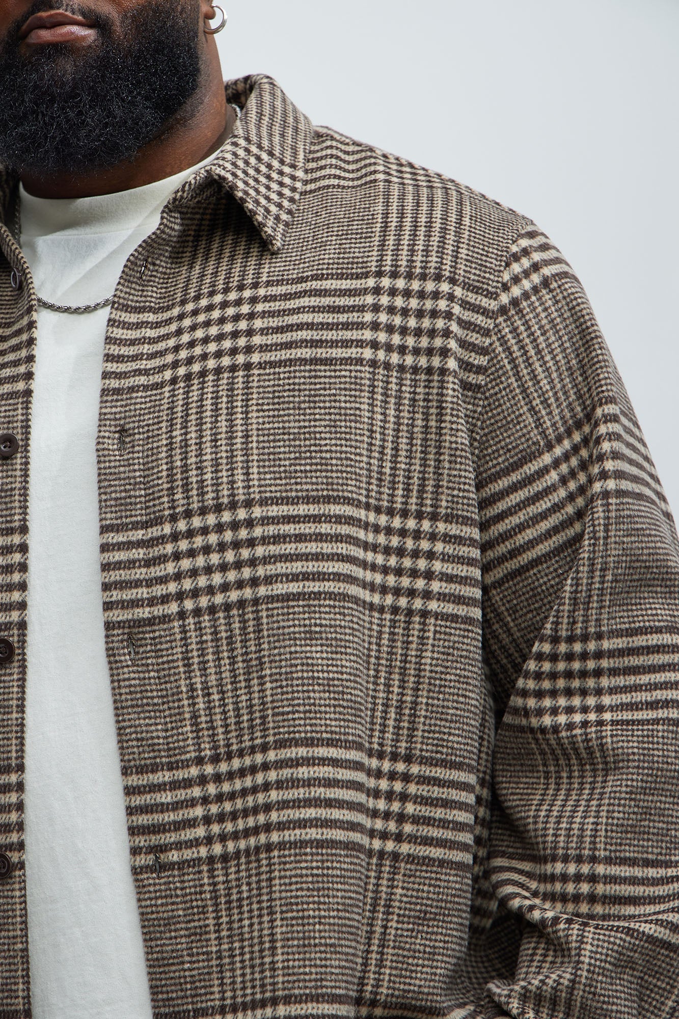 Be Forever Plaid Button Up Shirt - Brown/combo