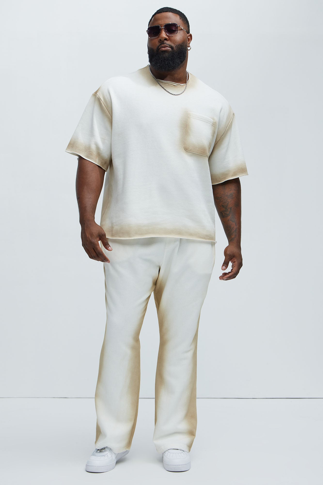 Tyson Blurred Lines Relaxed Fleece Tee - Cream