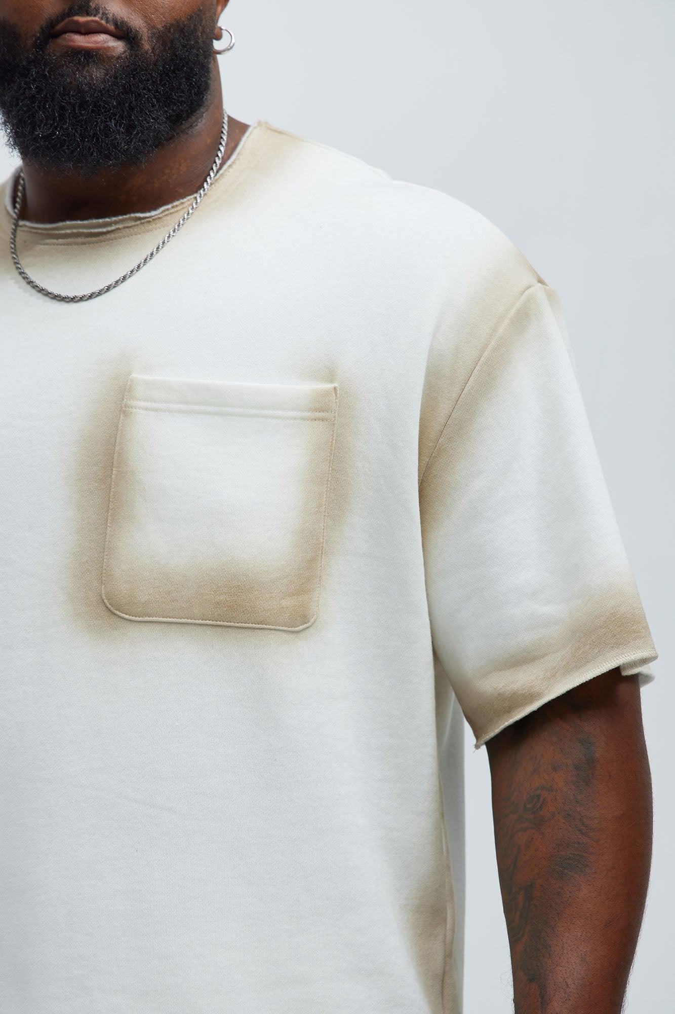 Tyson Blurred Lines Relaxed Fleece Tee - Cream