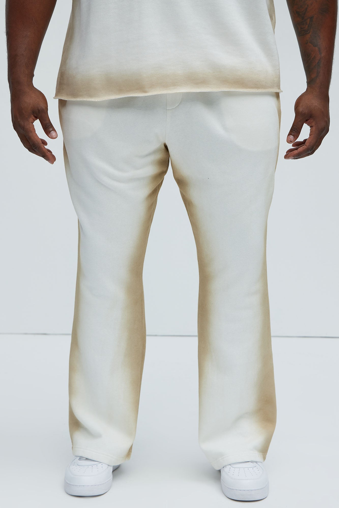 Tyson Blurred Lines Skinny Flare Sweatpants - Cream