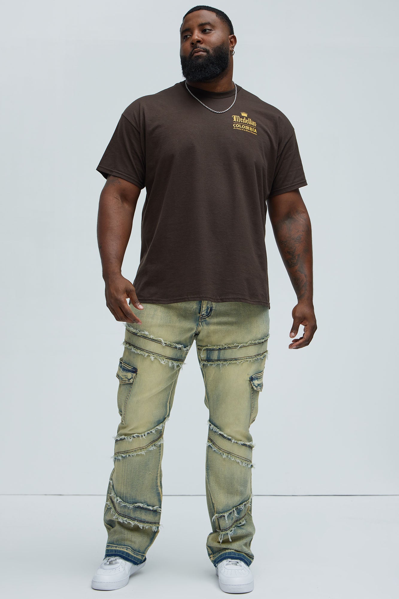 Simi Fray Cargo Stacked Skinny Flare Jeans - Vintage Blue Wash