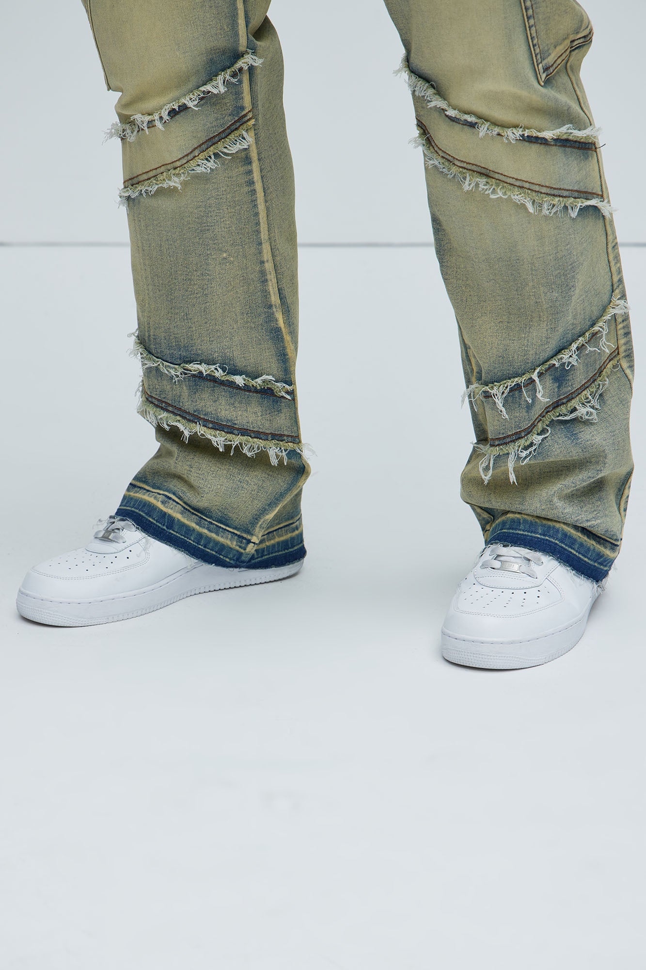 Simi Fray Cargo Stacked Skinny Flare Jeans - Vintage Blue Wash