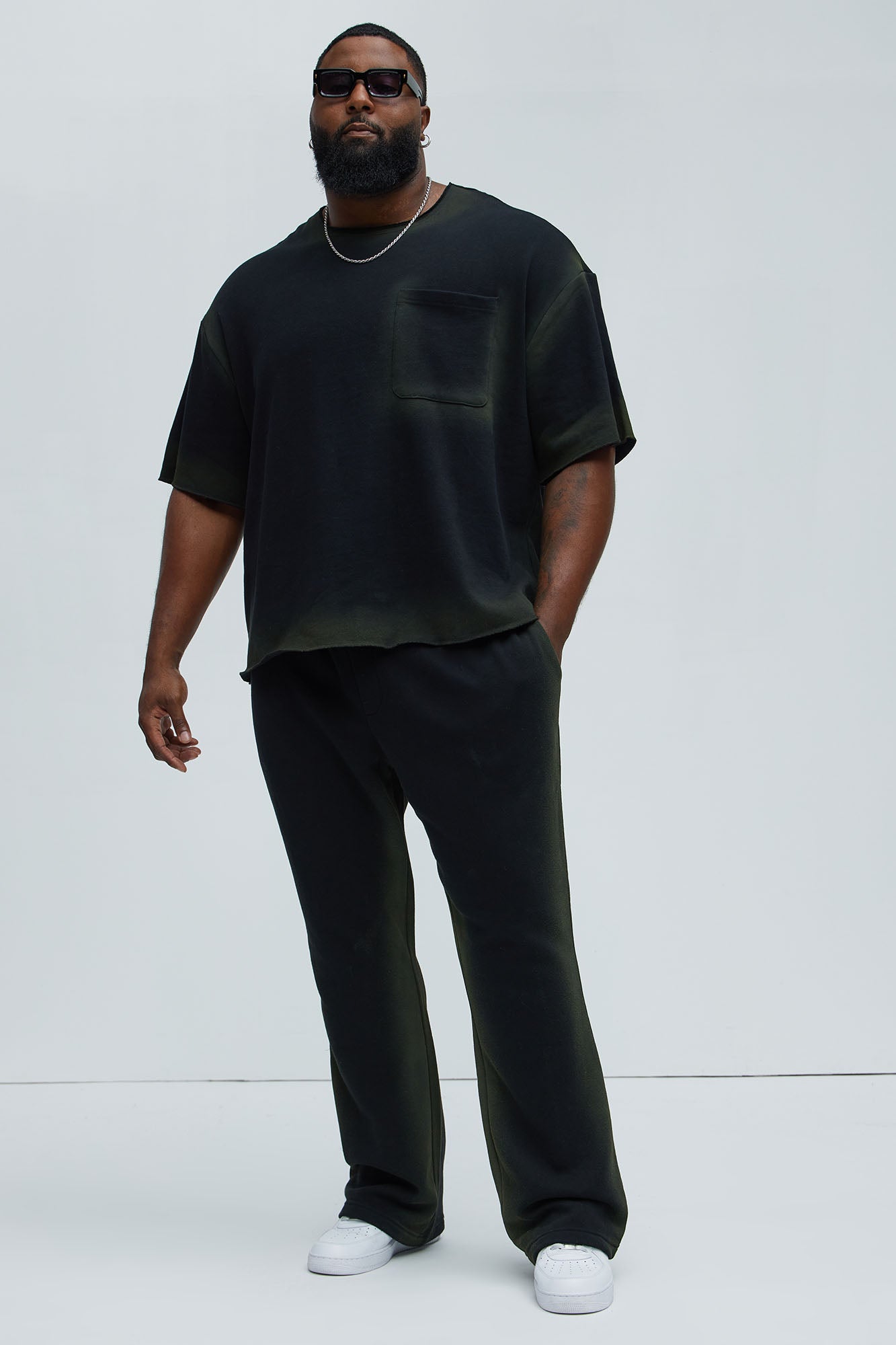 Tyson Blurred Lines Relaxed Fleece Tee - Black