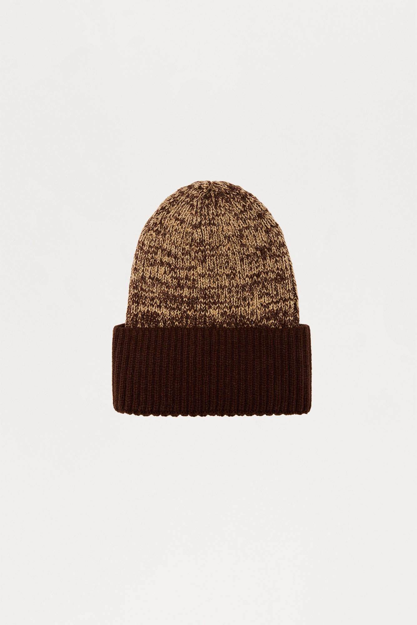 Classic Cable Knit Ribbed Cuff Beanie - Brown