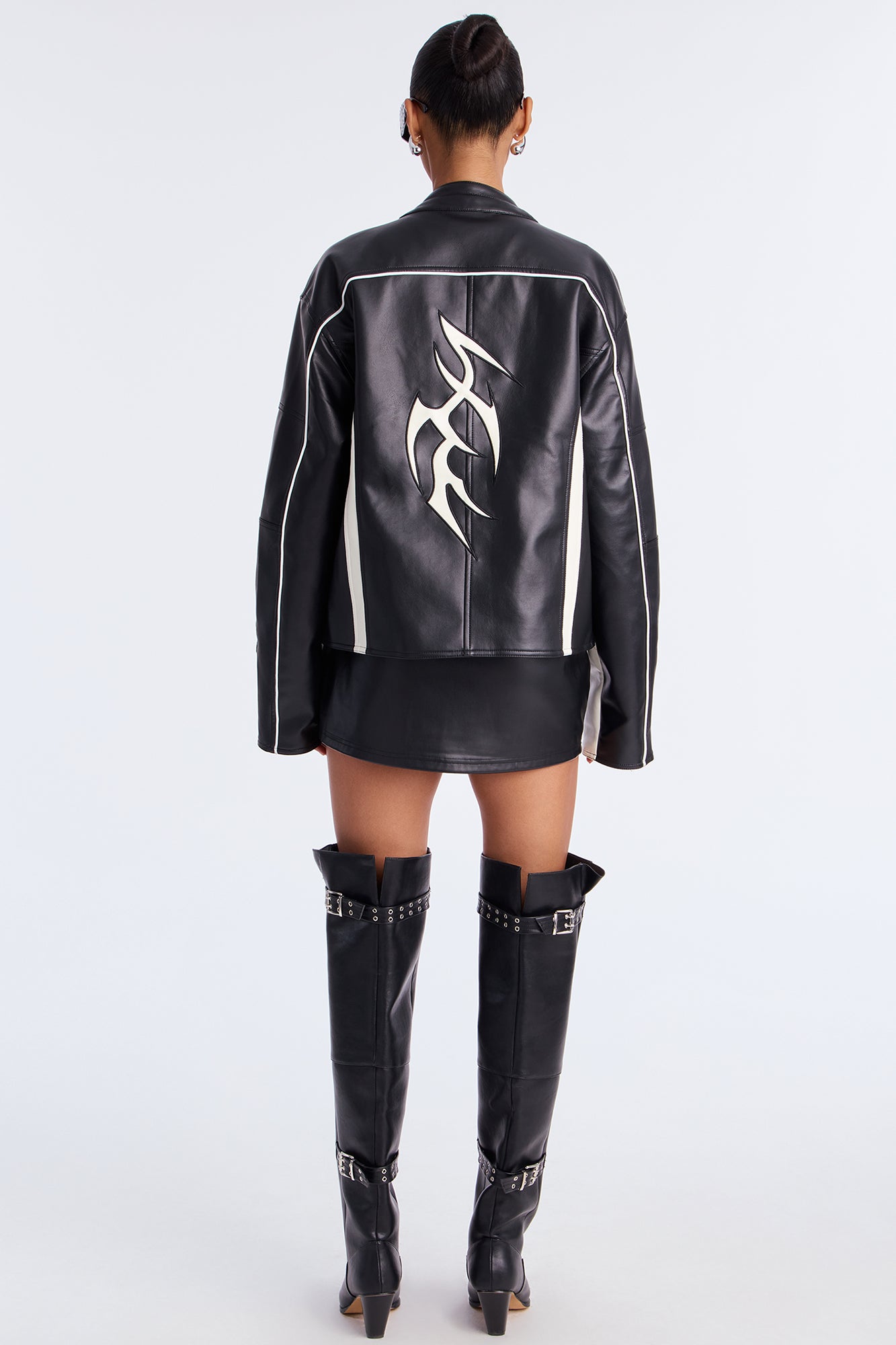 In The Shadows Faux Leather Moto Jacket - Black