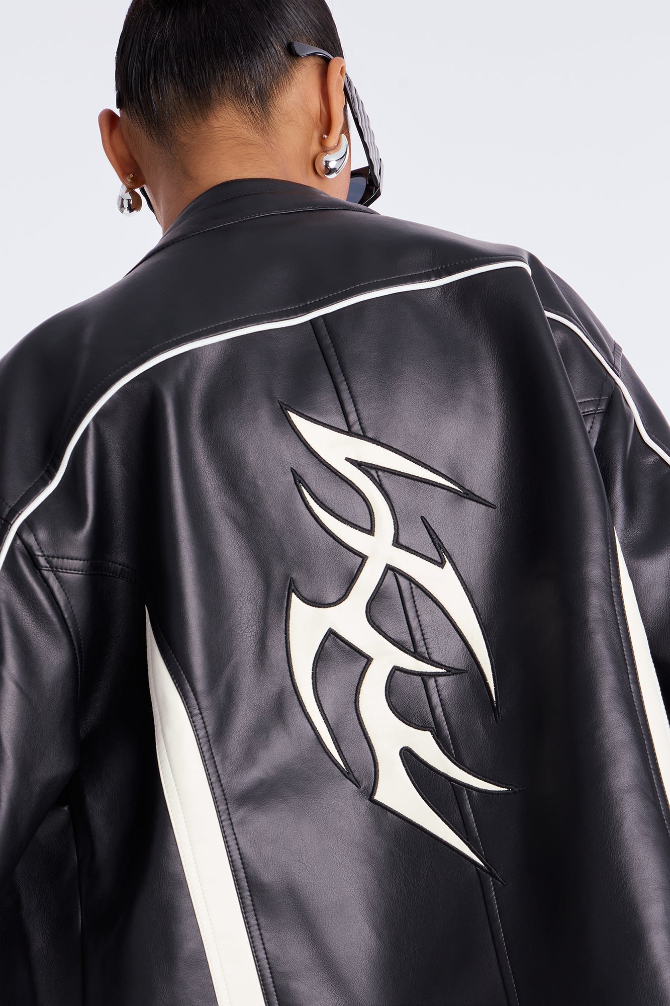 In The Shadows Faux Leather Moto Jacket - Black