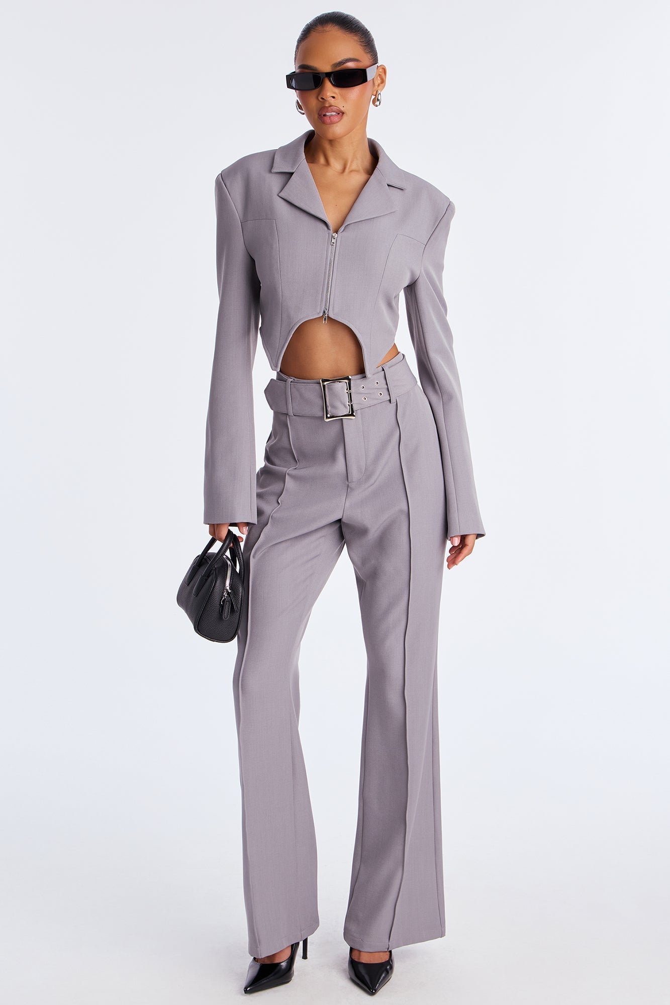 Boss Up Blazer Pant Set - Grey
