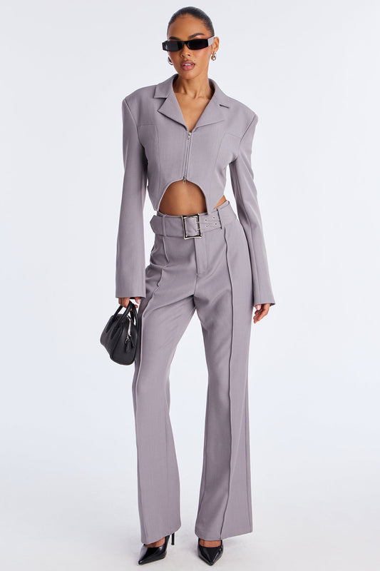 Boss Up Blazer Pant Set - Grey