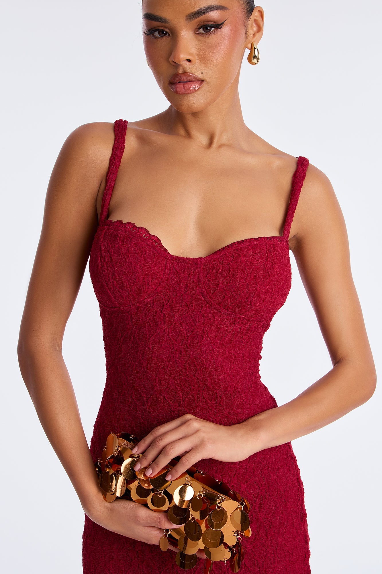 Cleo Lace Maxi Dress - Burgundy