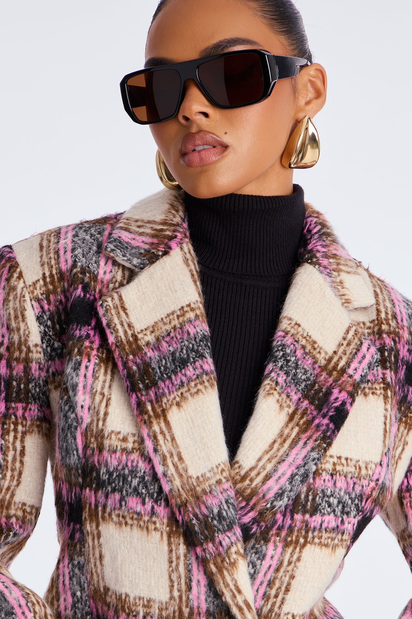 Get A Clue Check Blazer - Pink/combo