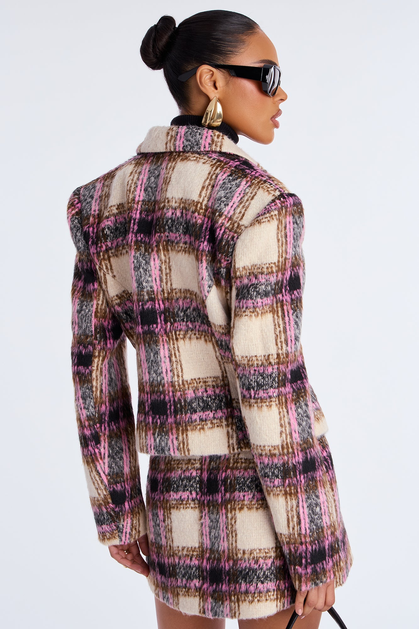 Get A Clue Check Blazer - Pink/combo