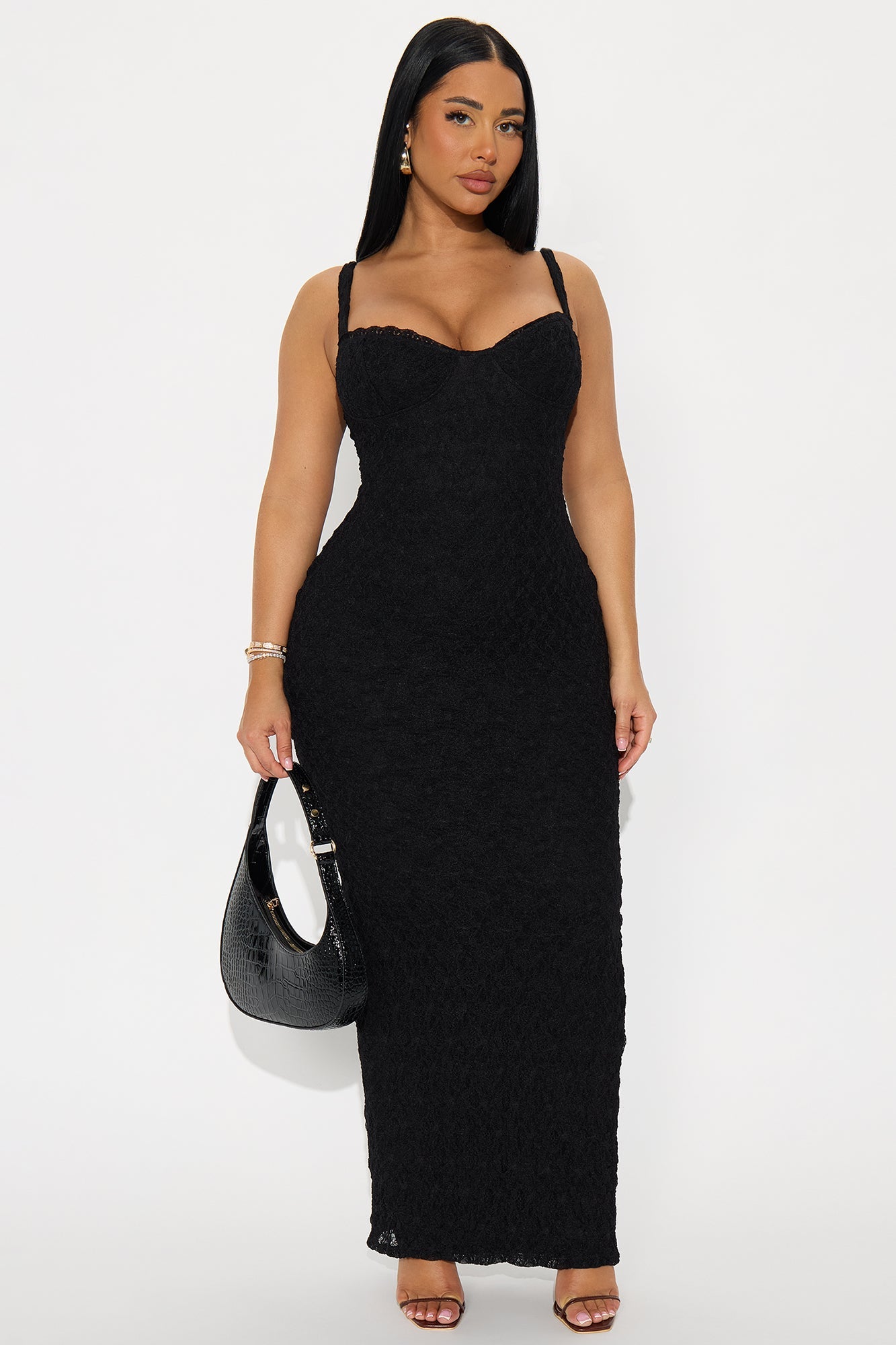 Cleo Lace Maxi Dress - Black