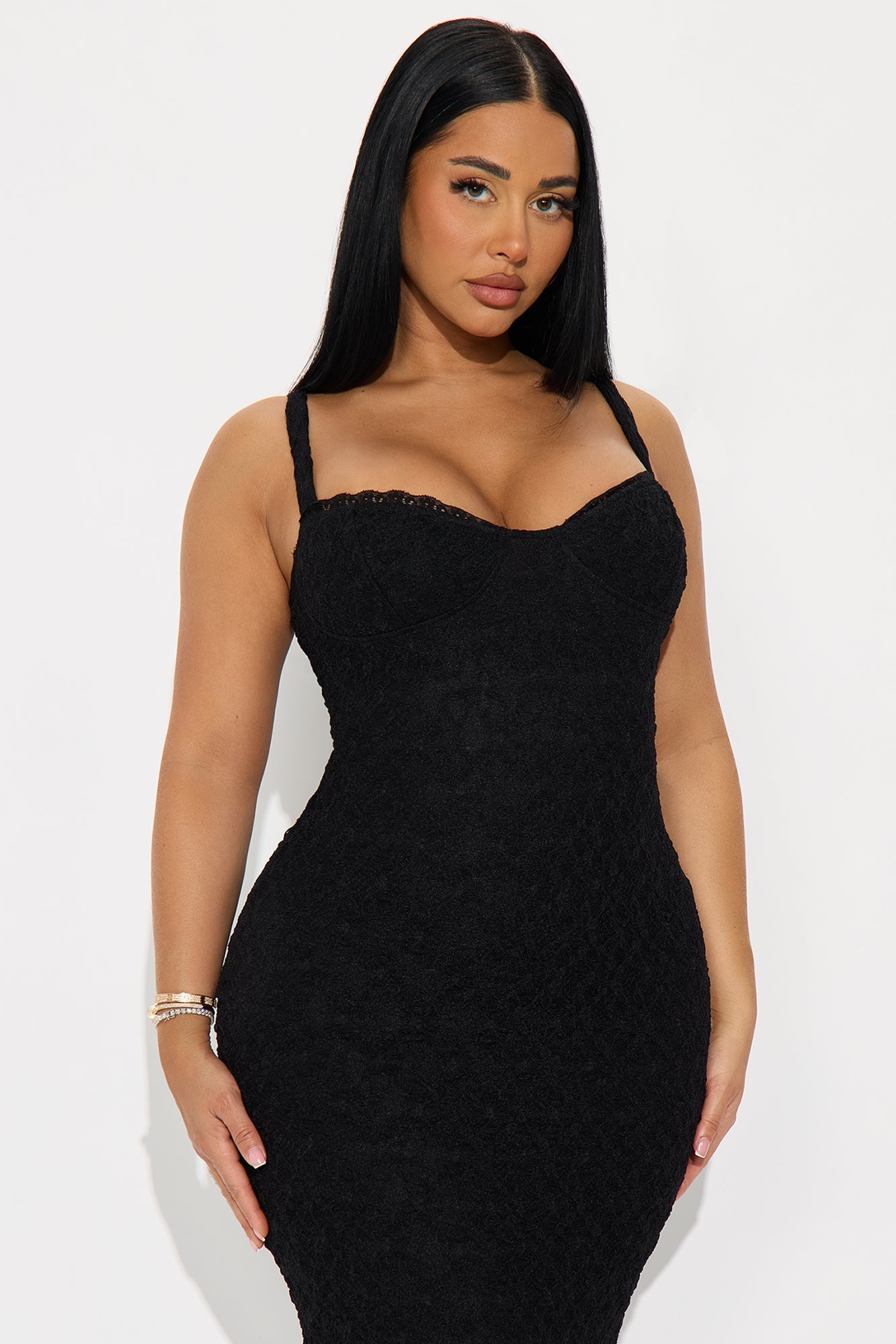 Cleo Lace Maxi Dress - Black