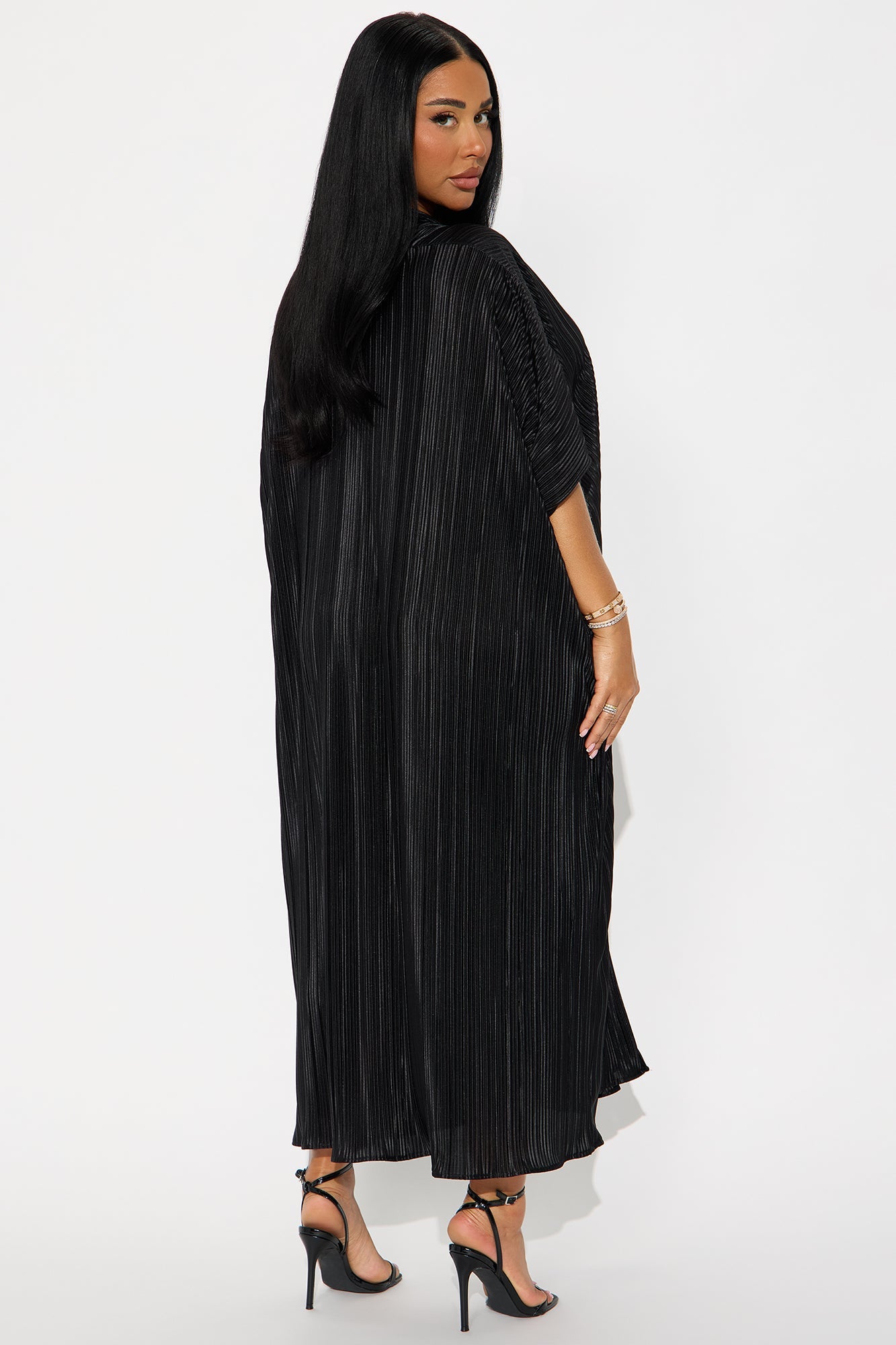 Isa Plisse Maxi Dress - Black