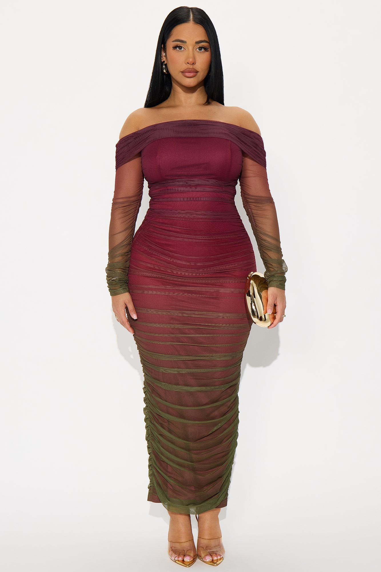 Find Me Ombre Mesh Maxi Dress - Plum