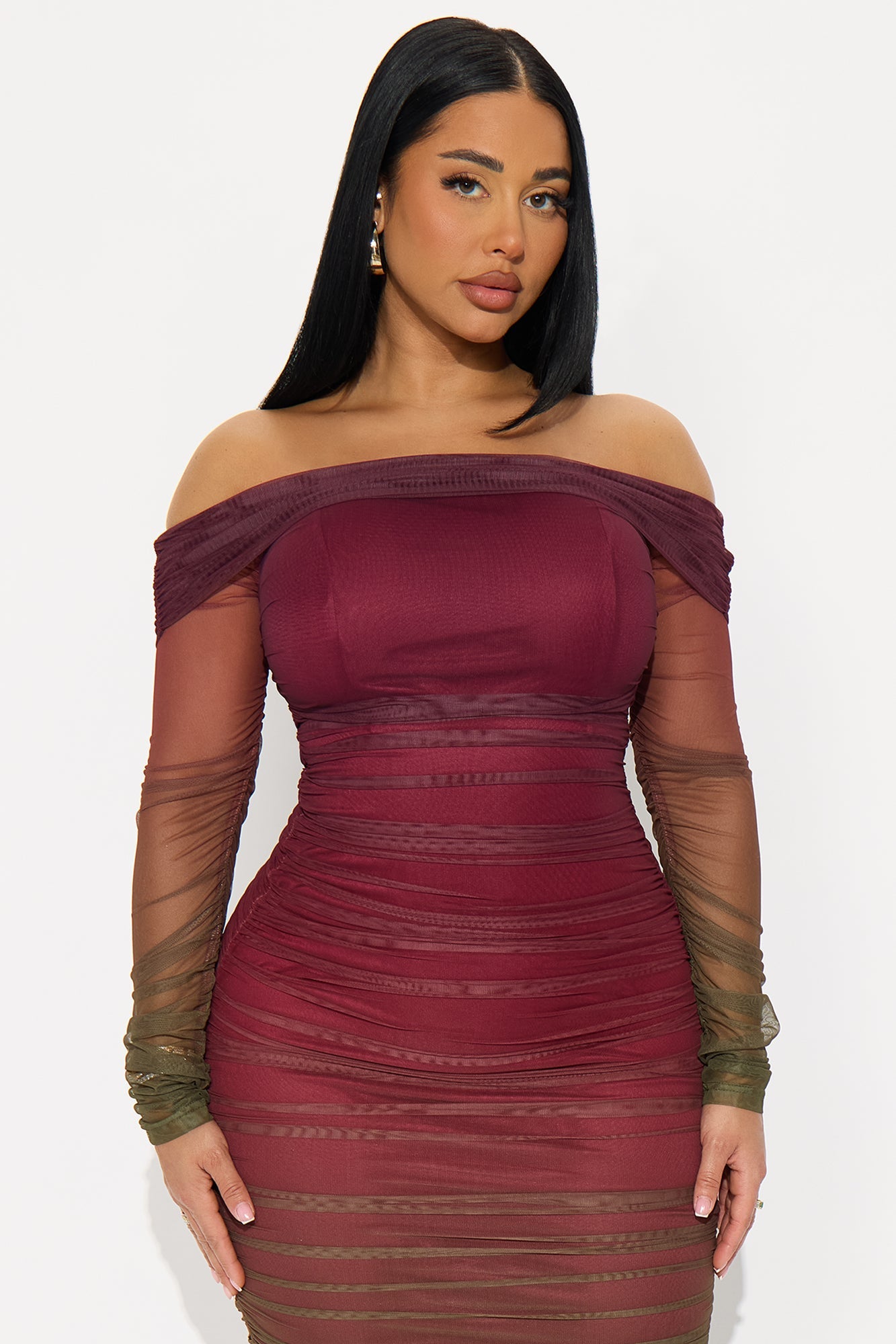 Find Me Ombre Mesh Maxi Dress - Plum