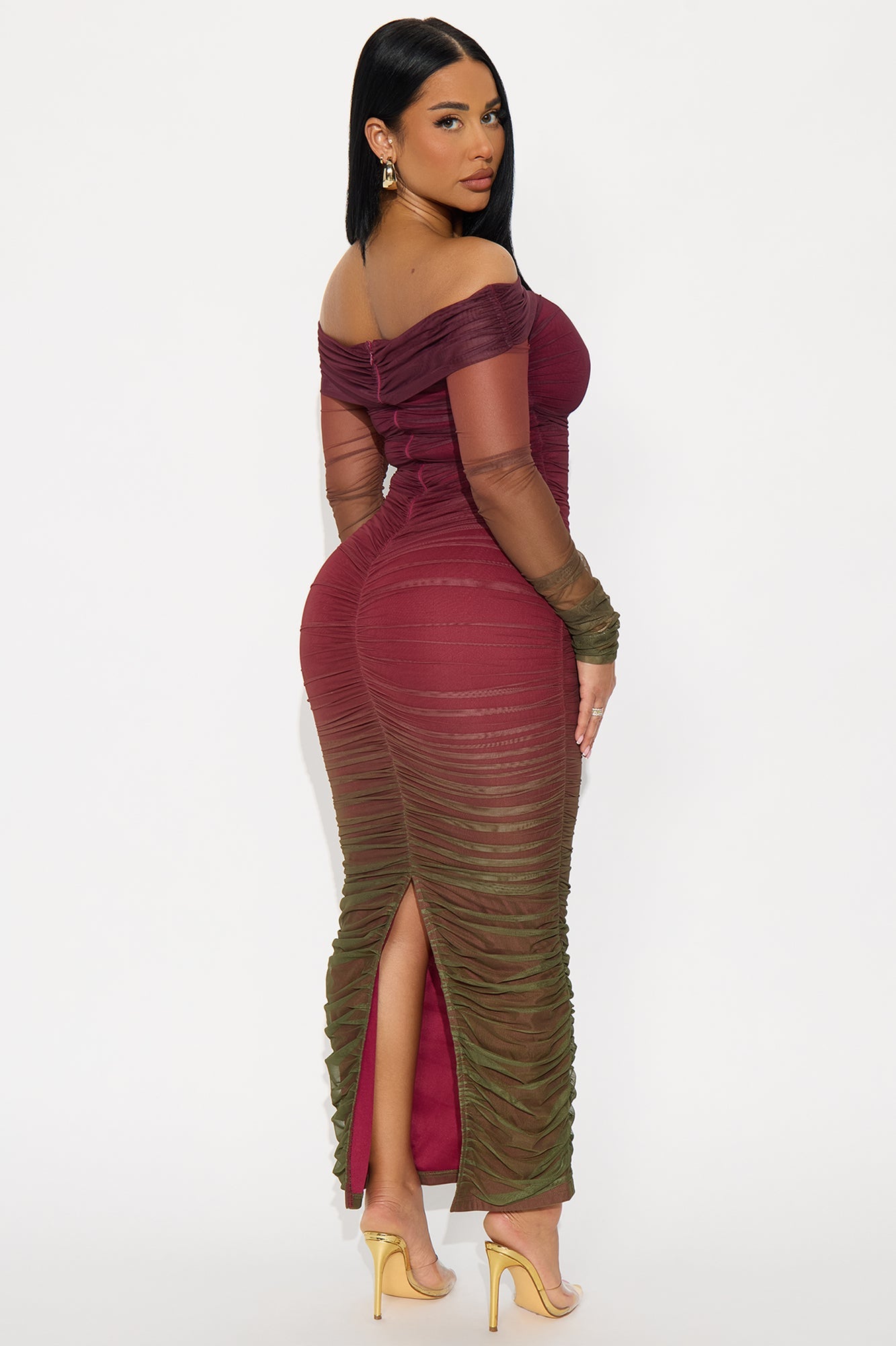 Find Me Ombre Mesh Maxi Dress - Plum