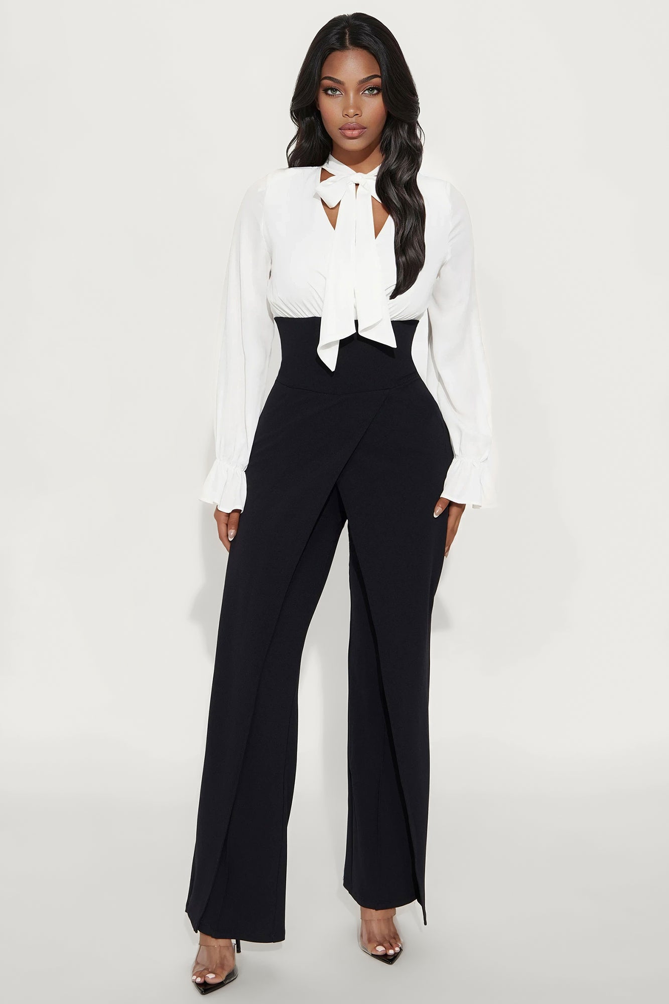 Monica Crepe Tie Neck Jumpsuit - Black