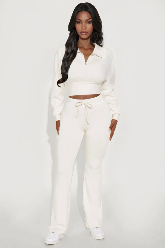 Sabrina Ultra Soft Flare Sweatpant - Cream