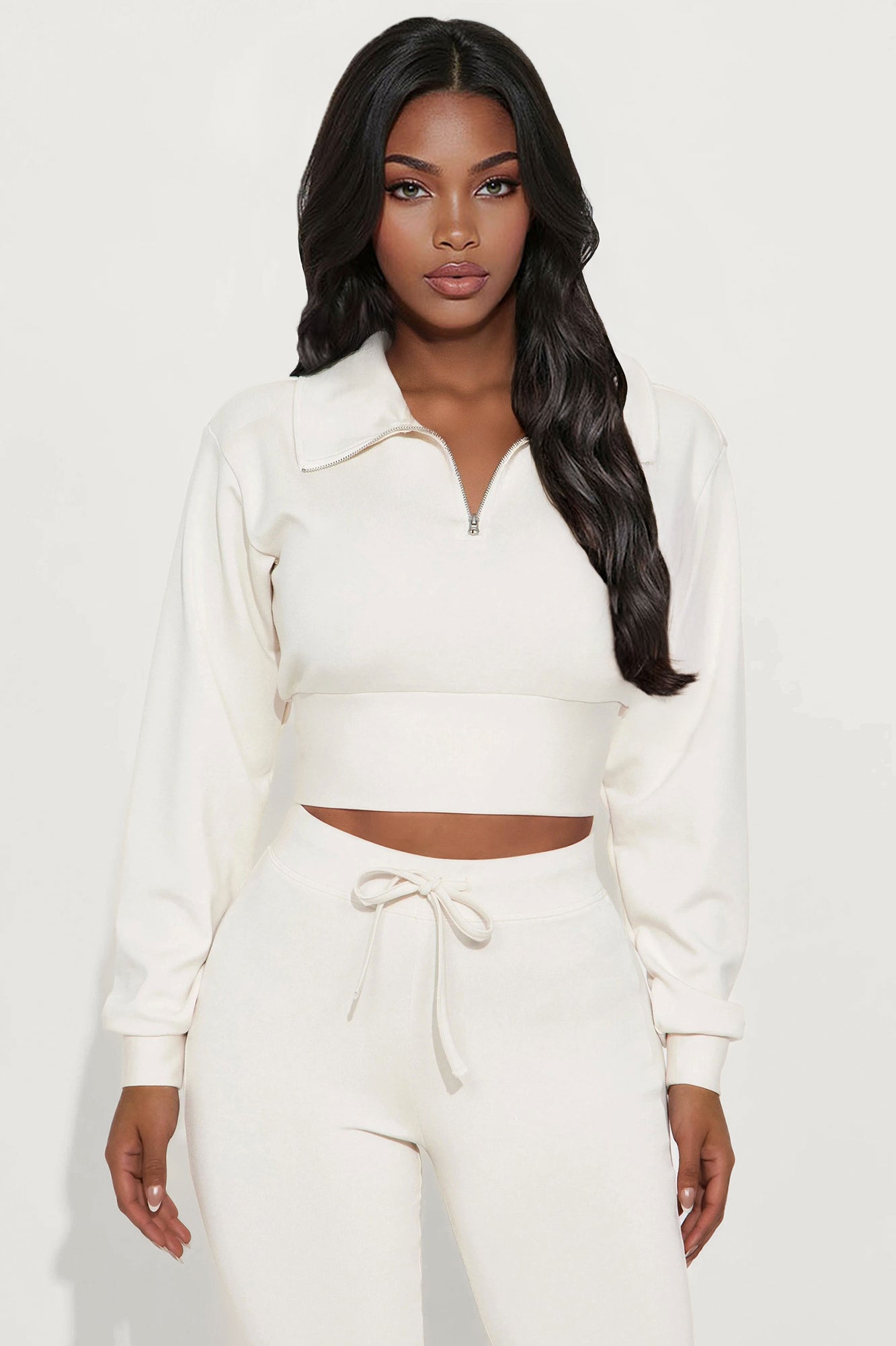 Sabrina Ultra Soft Quarter Zip Sweatshirt - Cream