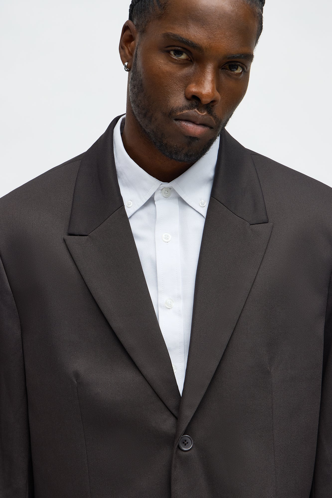 Gabardine Super Cropped Single Breasted Blazer - Brown