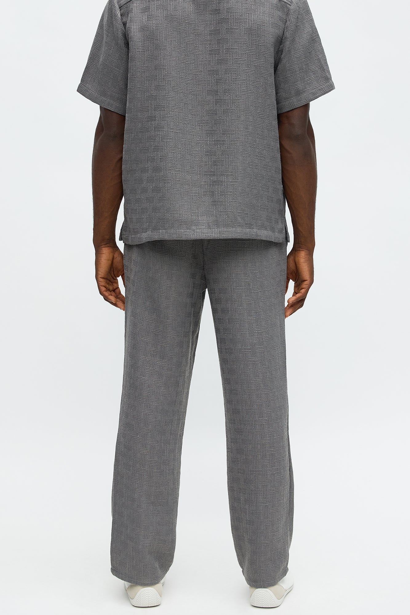 Straight Crosshatch Textured Pant - Grey