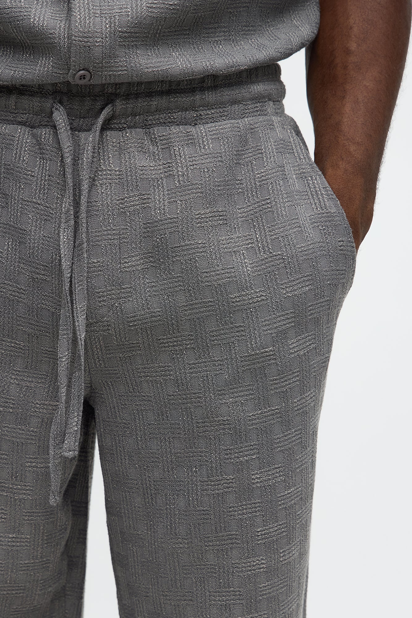 Straight Crosshatch Textured Pant - Grey