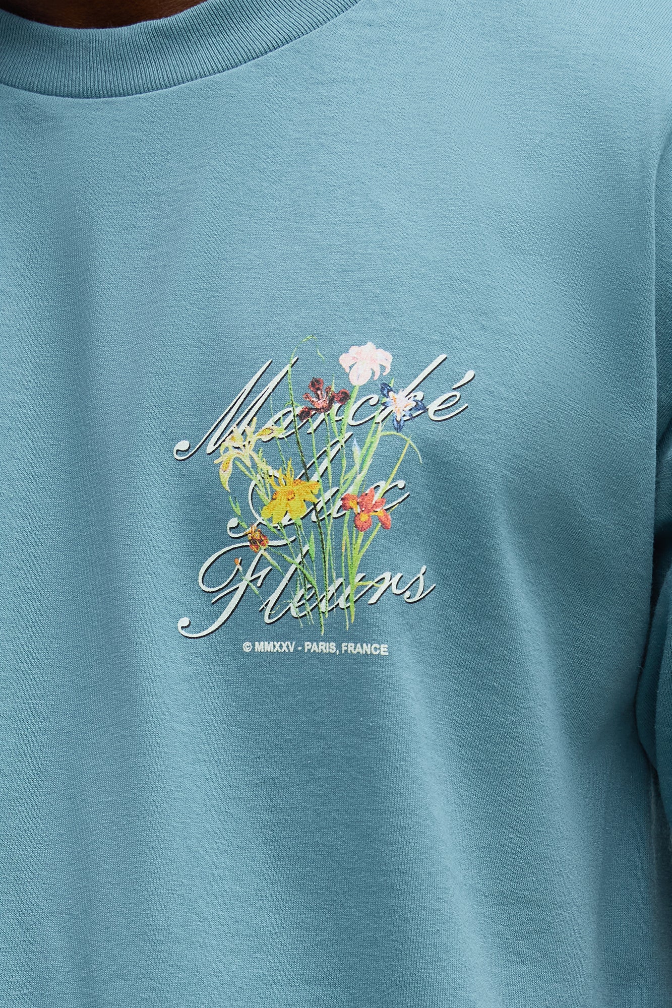Paris Flower Market Short Sleeve Tee - Blue