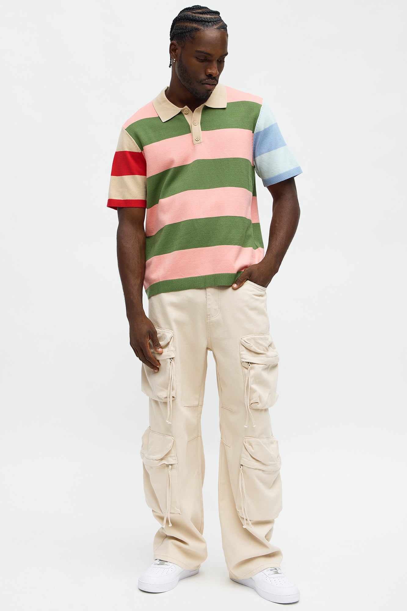 Relaxed Multi Color Dreamer Knitted Polo - Pink/combo