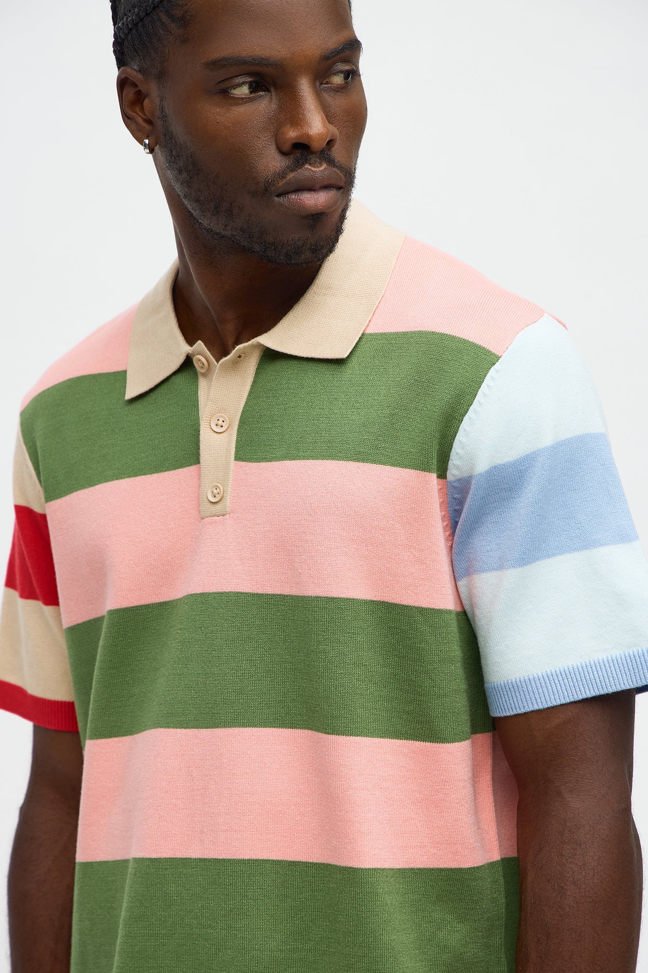 Relaxed Multi Color Dreamer Knitted Polo - Pink/combo