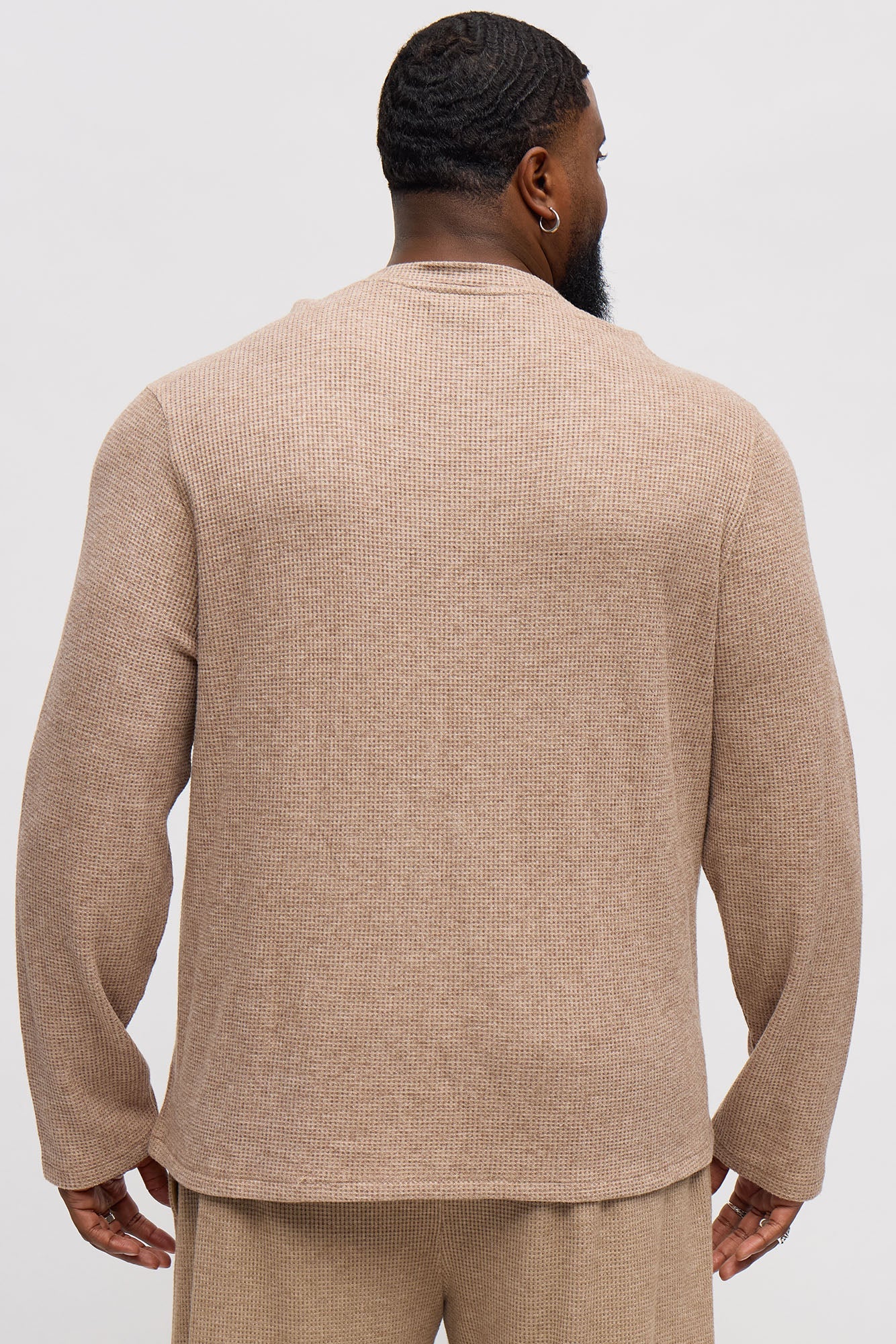 Cozy Waffle Thermal Long Sleeve Shirt - Tan