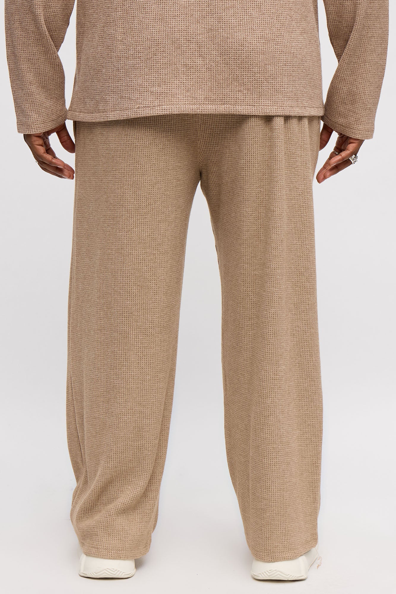 Relaxed Straight Cozy Waffle Textured Pant - Tan