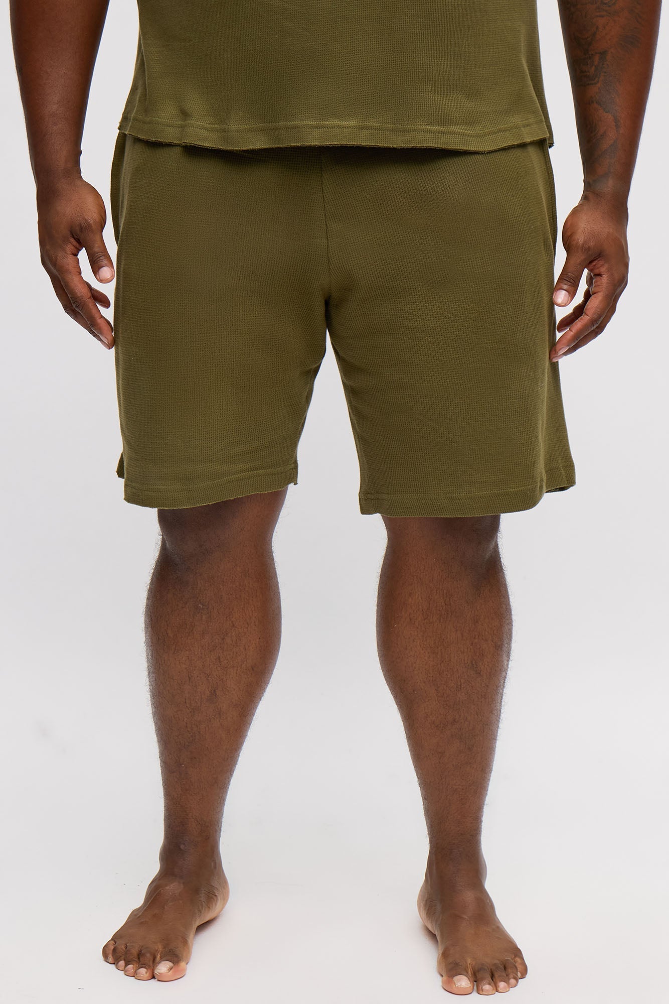 Waffle Texture Matching Lounge Set - Olive