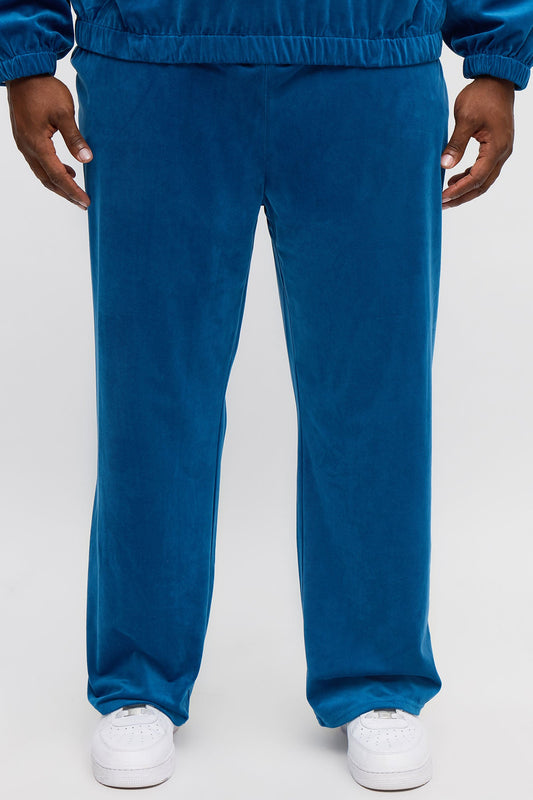 Baggy Velvety Velour Pant - Blue