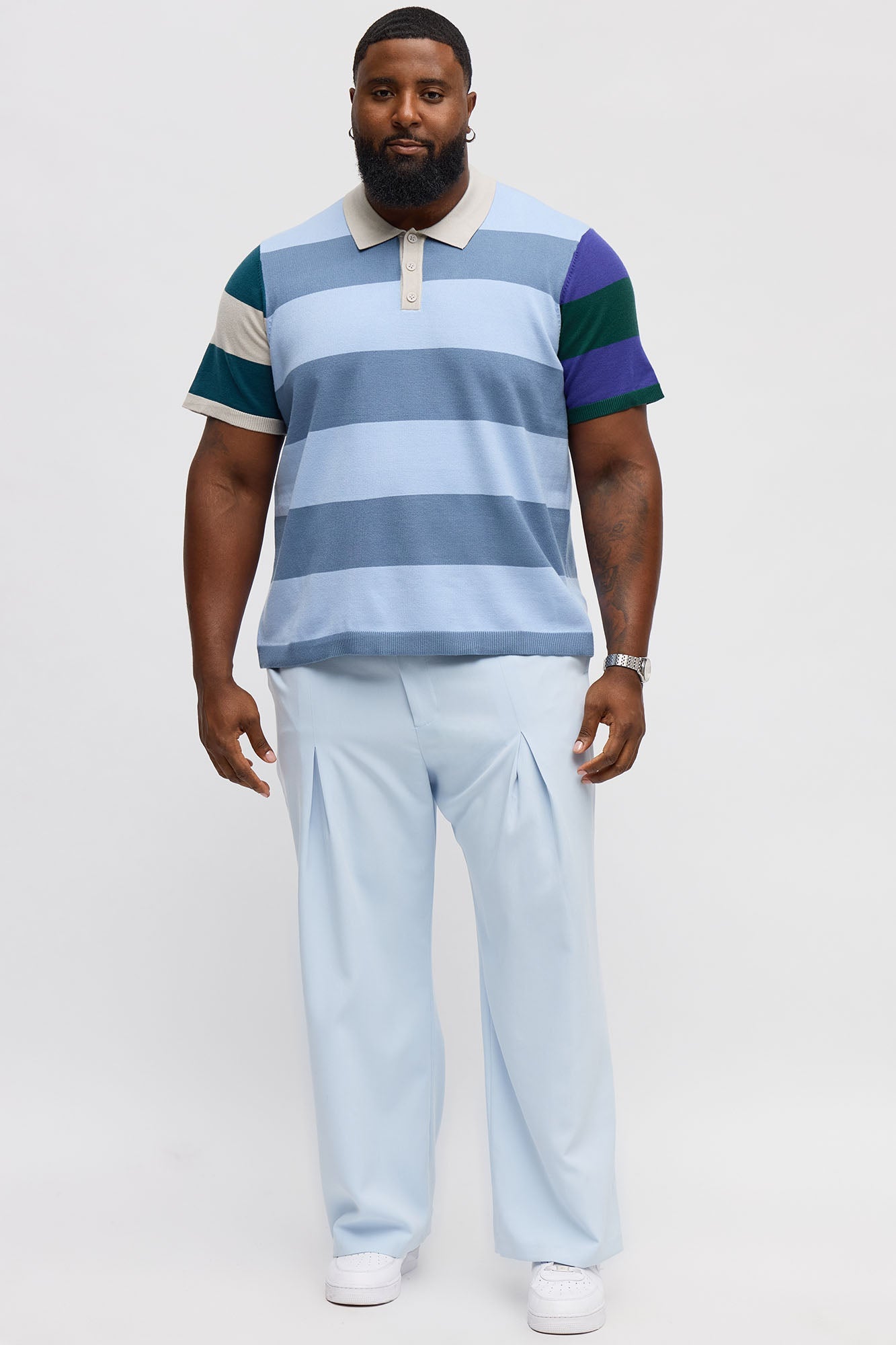 Relaxed Multi Color Dreamer Knitted Polo - Blue/combo