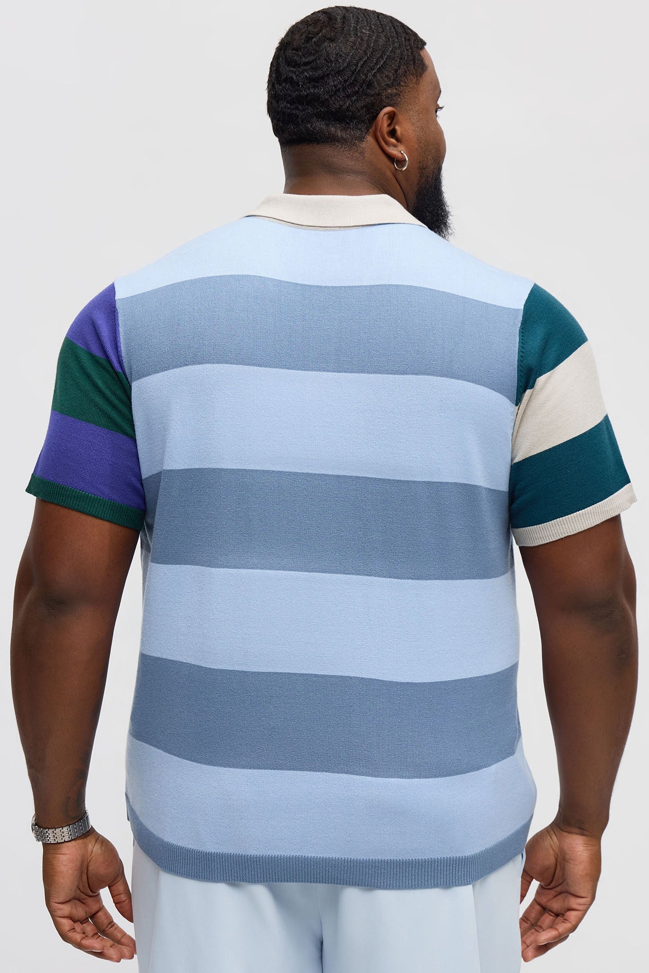 Relaxed Multi Color Dreamer Knitted Polo - Blue/combo