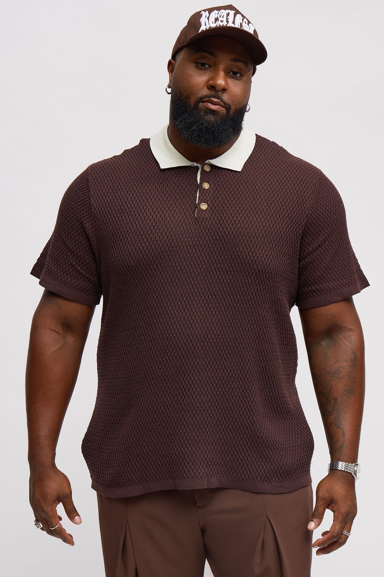 Clubhouse Textured Polo - Brown/combo