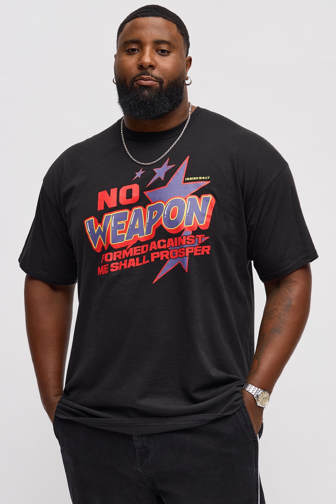 Isaiah 54 Verse 17 NJKV Short Sleeve Tee - Black