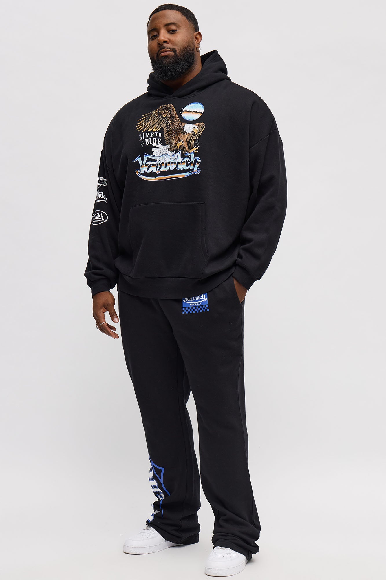 Von Dutch Live To Ride Oversized Hoodie - Black