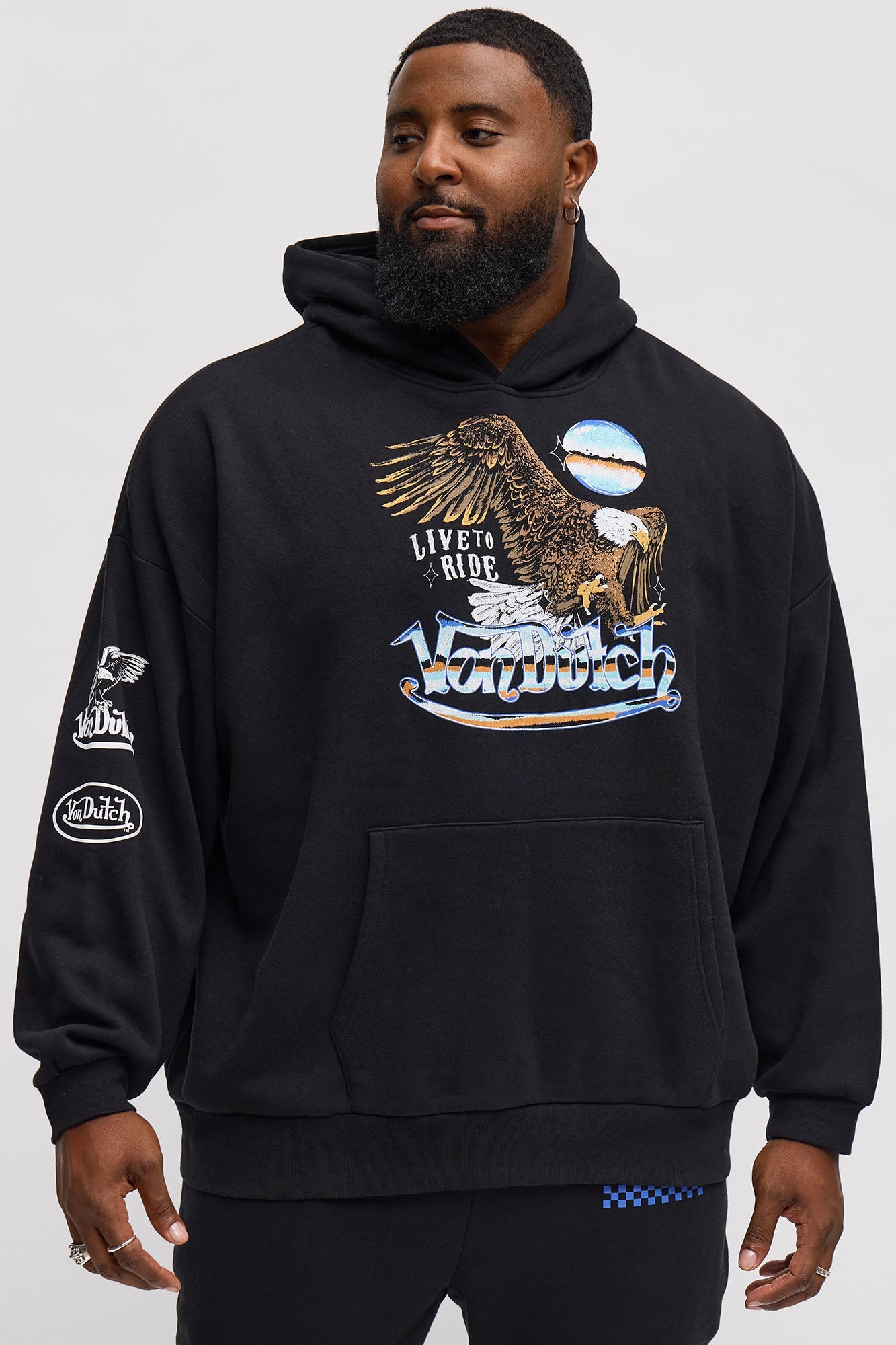 Von Dutch Live To Ride Oversized Hoodie - Black