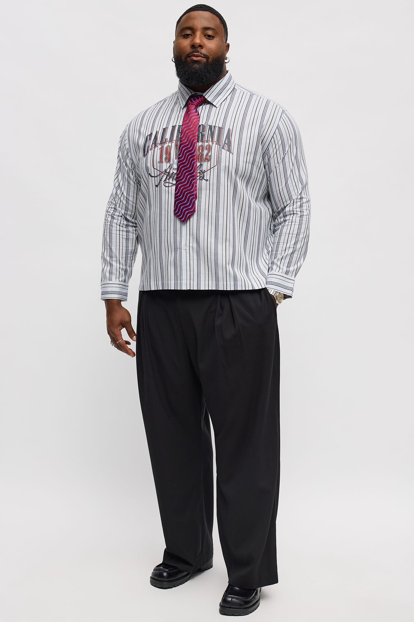 California 1932 Long Sleeve Shirt With Tie - Blue/combo