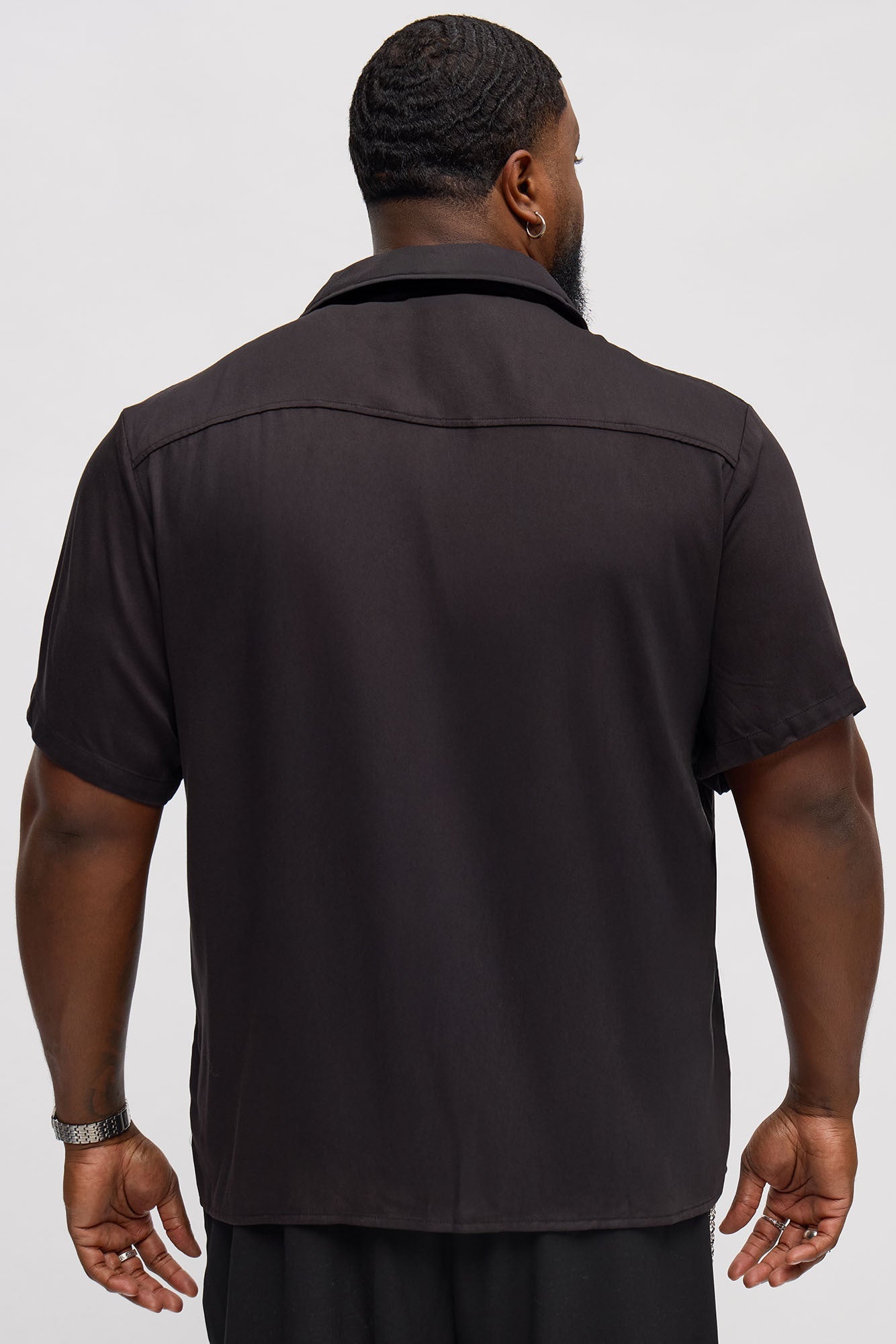 McDonalds Closed Collar Button Up Shirt - Black