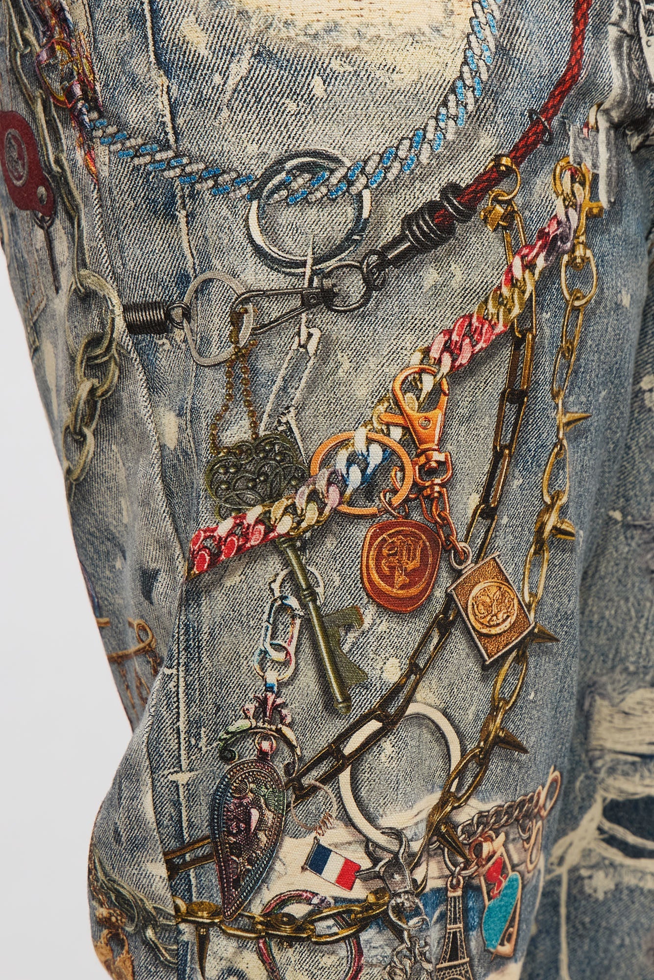 Baggy Got Them Chains On Me Printed Jean - Medium Wash