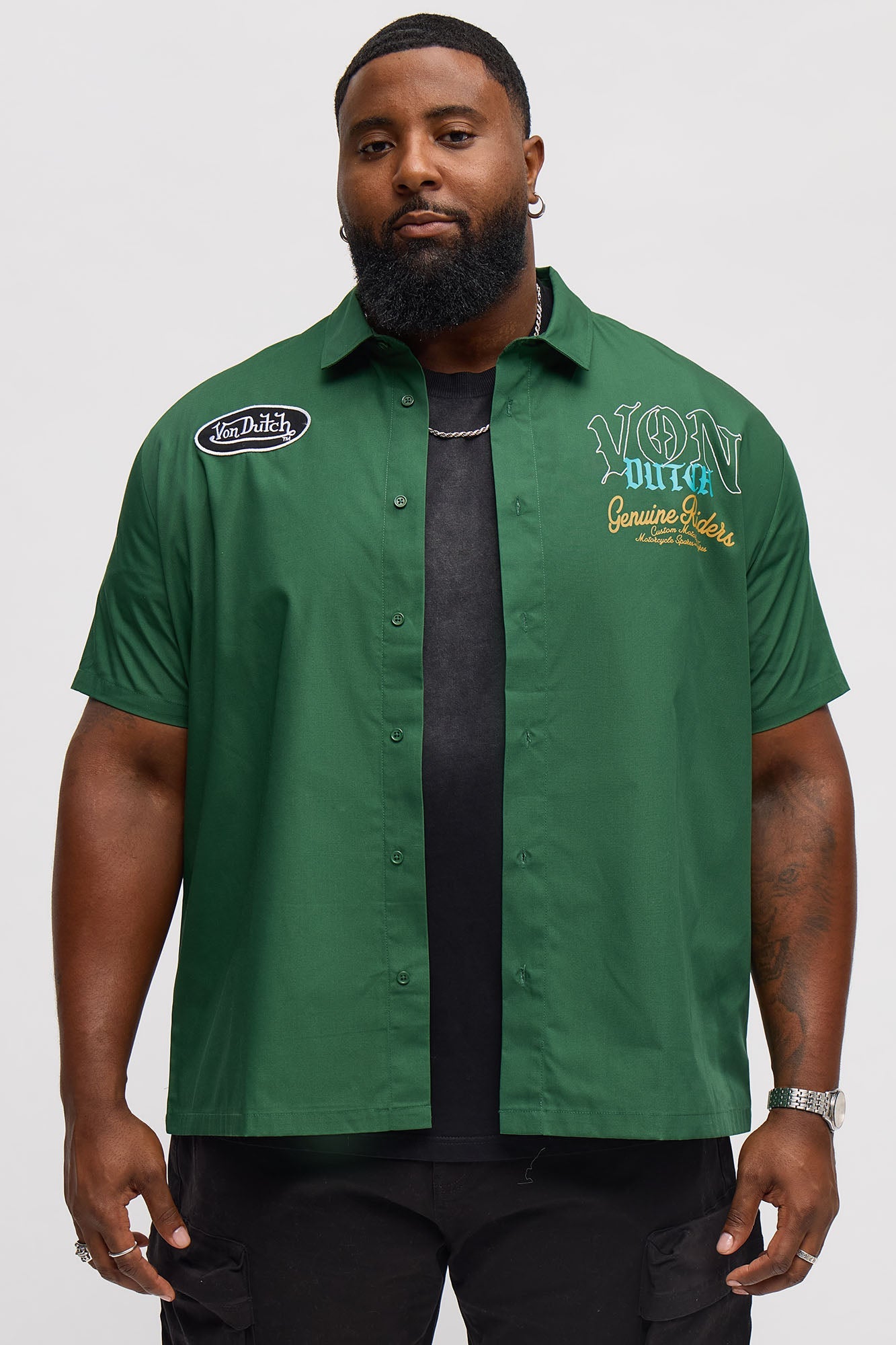 Von Dutch Genuine Riders Button Up Shirt - Green