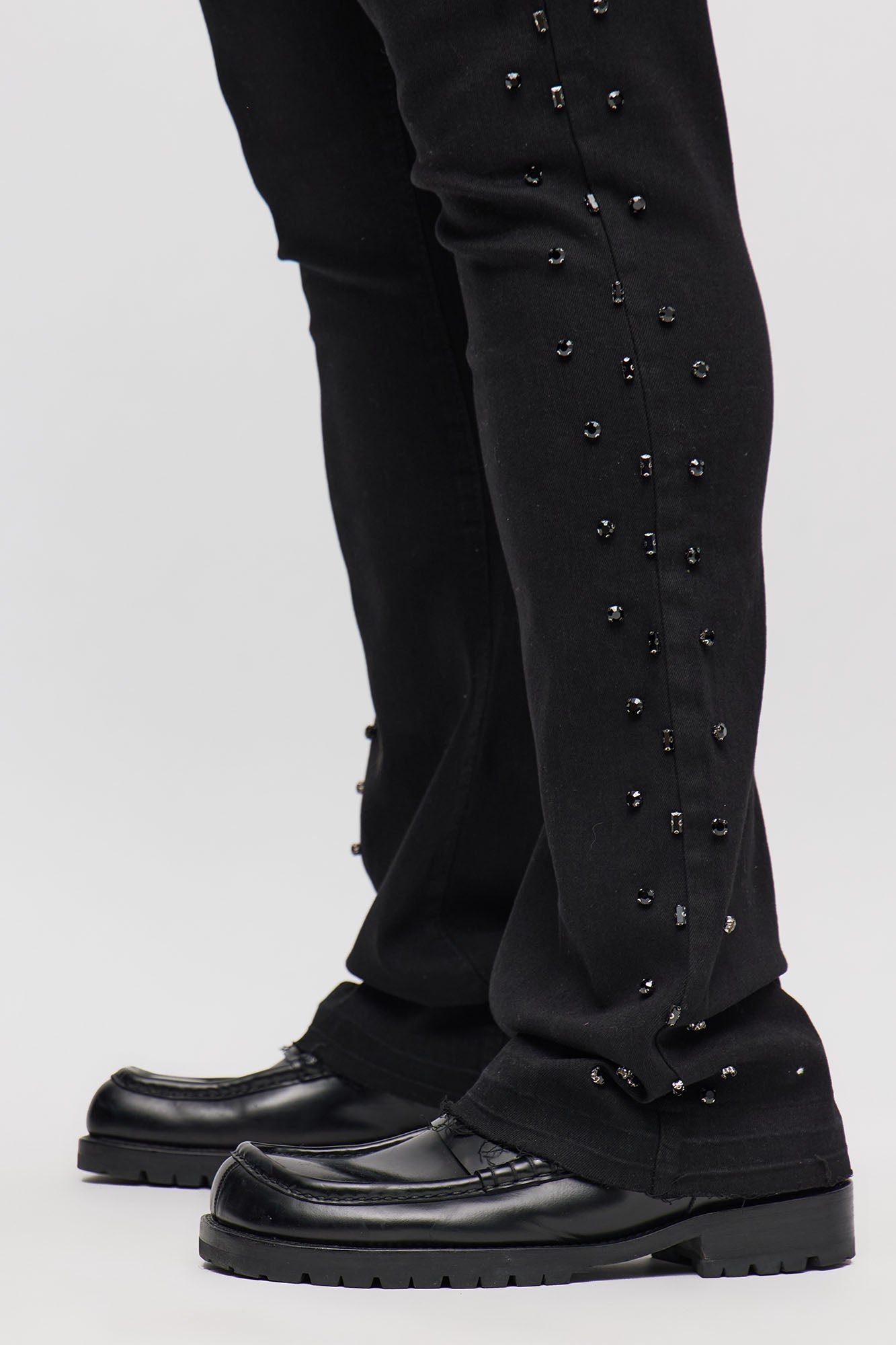 Stacked Skinny Flare By My Side Studded Jean - Black