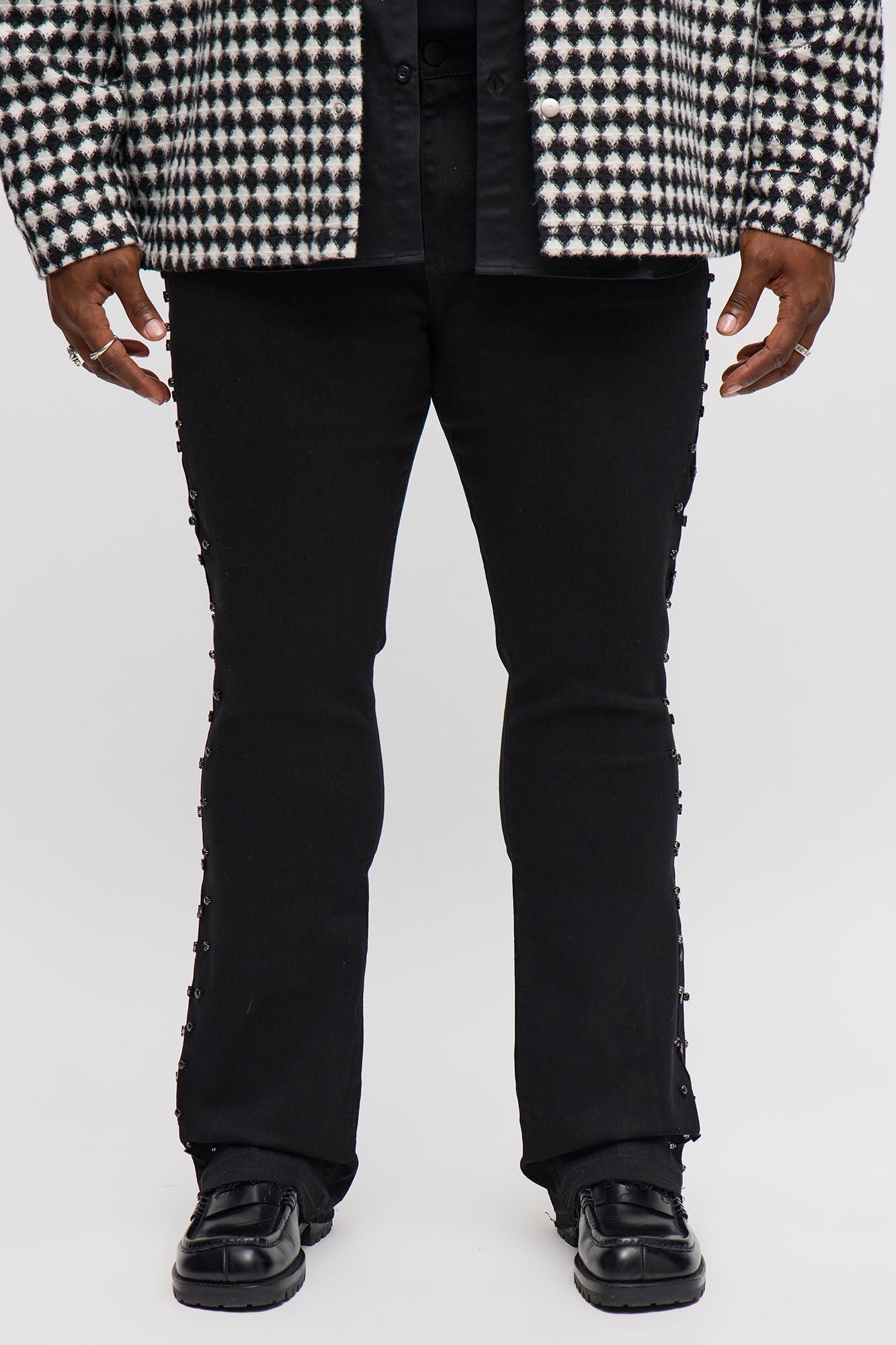 Stacked Skinny Flare By My Side Studded Jean - Black