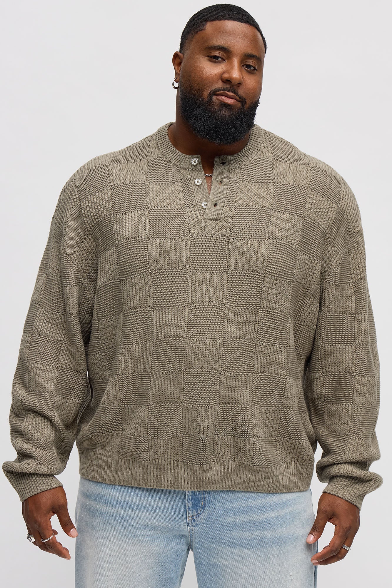 Cropped Hearth And Hem 3 Button Sweater - Green