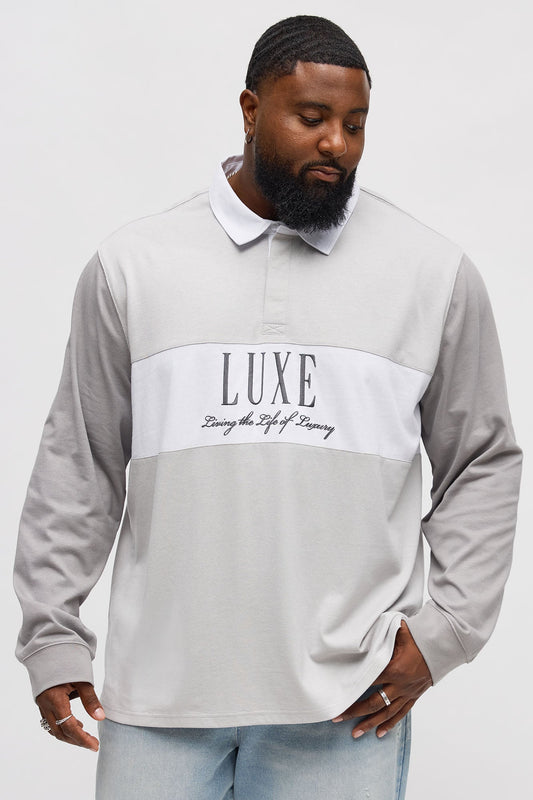 Luxe Long Sleeve Polo - Grey