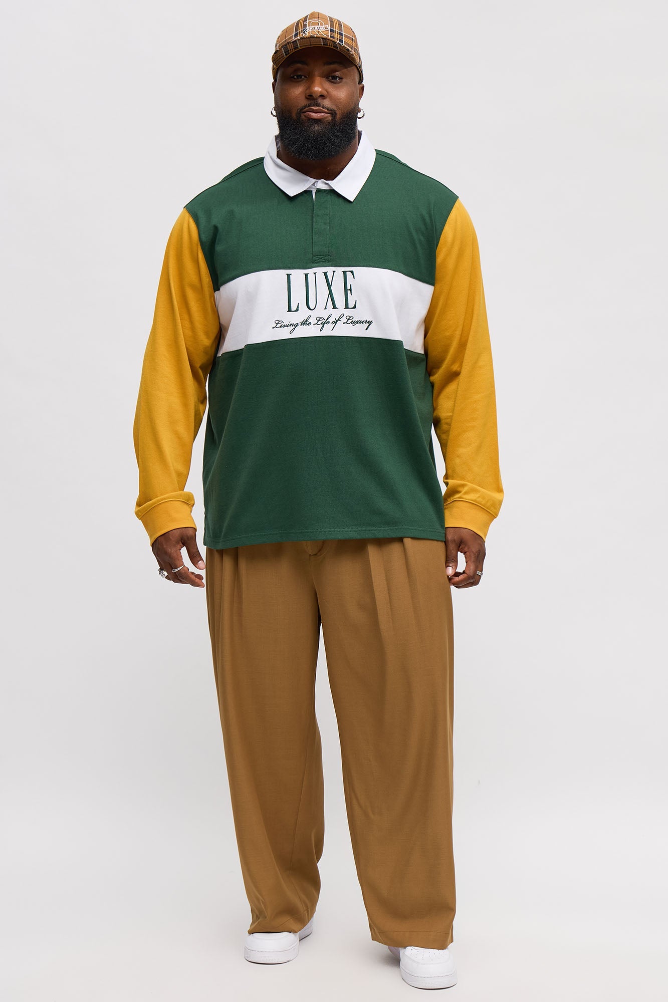 Luxe Long Sleeve Polo - Green/combo