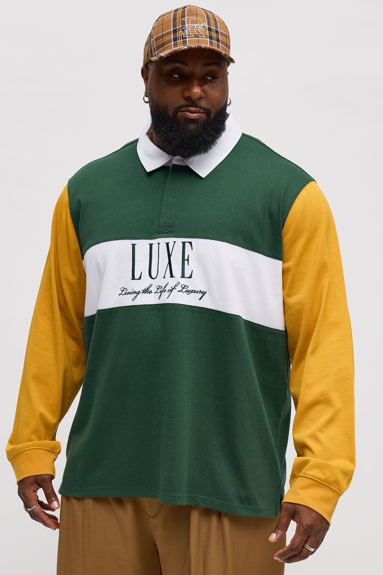 Luxe Long Sleeve Polo - Green/combo